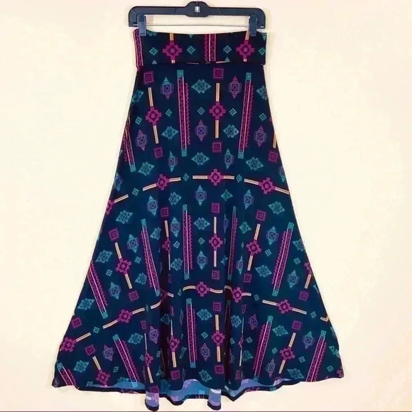LuLaRoe Multicolor Aztec Native Tribal Print Banded Maxi Skirt Size XS - Picture 2 of 13